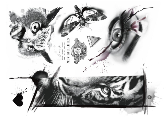 Flash temporary tattoo design by Helene at Studio Bläck. Owl tattoo, eye tattoo, tiger tattoo. Eye tattoos.