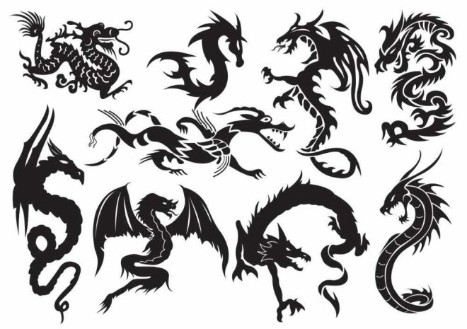 Dragon tattoos. Black dragons as temporary tattoos.