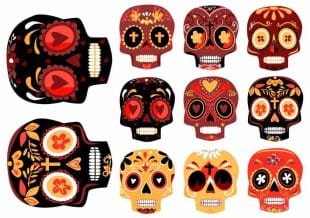 Sugar skull tattoos as fake tattoos.