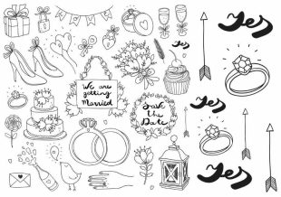 Wedding motifs, illustrations for weddings, Fake tattoos from Like ink.