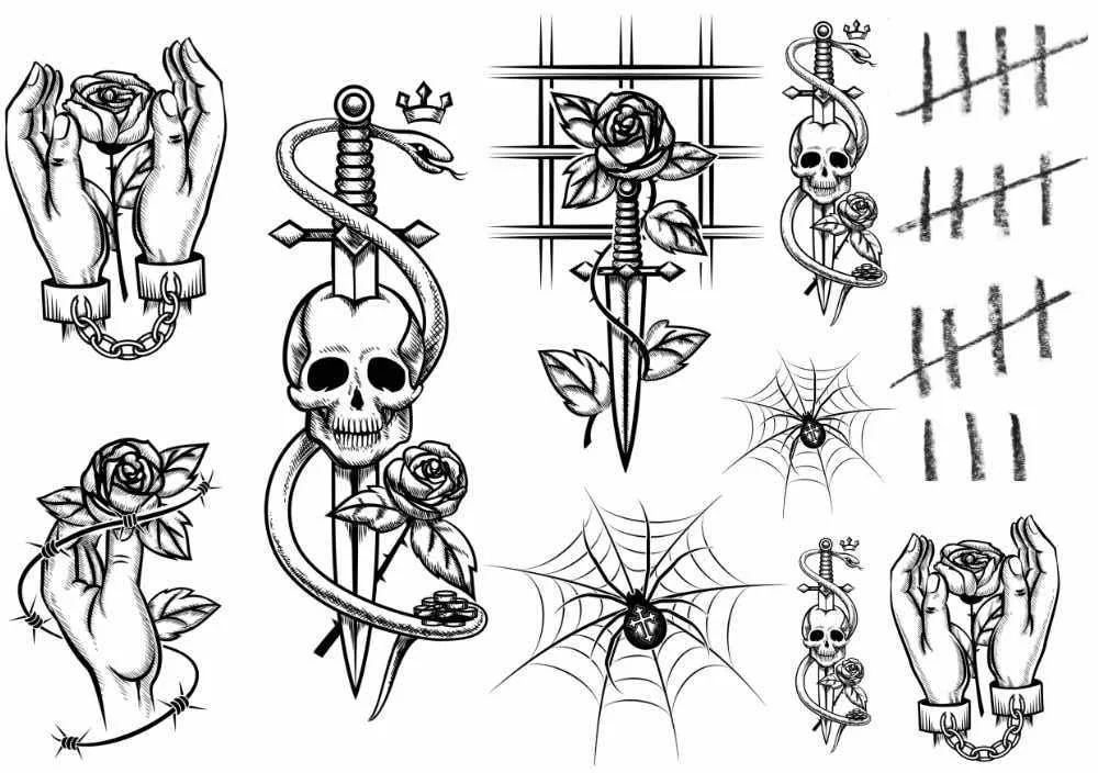 Temporary tattoos with a prison theme - Buy high-quality fake tattoos with fast delivery - likeink.se