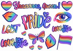 Pride-gnuggisar, med flera pridemotiv och pridetexter.