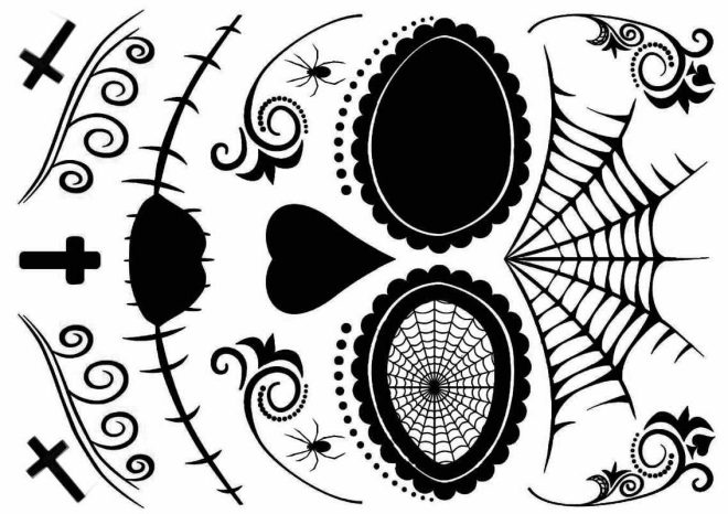 Day of The Dead face tattoo for party and masquerade. Black face tattoo. Face mask tattoo