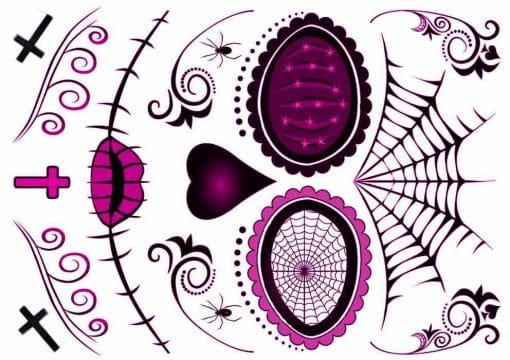 Day Of The Dead Face Tattoo Transfers Kit Aqua Adult Multi main image 1
