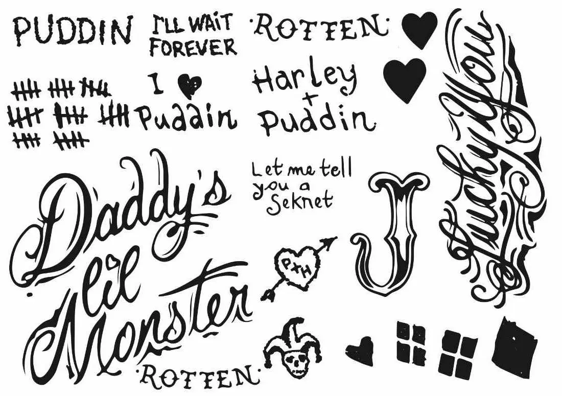 Harley Quinn tattoos. Harley Quinn tattoo collection, Temporary tattoo, fake tattoo, children's tattoo, masquerade tattoos girl's tattoo