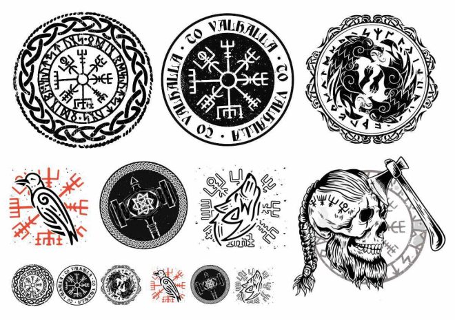 Viking symbols as single-use tattoos Viking tattoo.