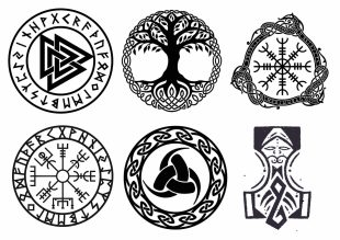 6 well-known Viking symbols as fake tattoos.