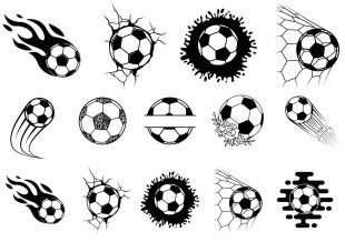 Fake tattoos with many footballs. Black and white soccer ball tattoos from Like ink.