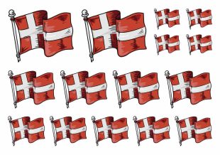 Denmark's national flag as a temporary tattoo. Tattoos with the Danish flag in mixed sizes.
