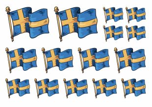 Sweden flag temporary tattoos from Like ink. The flags are designed in tattoo style with proper outline lines and lovely yellow-blue colors.