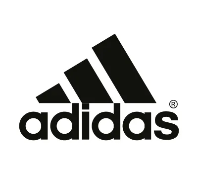 Adidas logotyp, som är ett kännetecken för branschen för tillfälliga tatueringar, består av tre djärva, svarta diagonala ränder som bildar en triangel ovanför ordet "adidas" i svarta gemener.