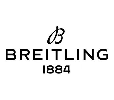 Svart Breitling-logotyp på vit bakgrund, med ett stiliserat B ovanför ordet BREITLING i feta versaler, med 1884 nedanför - ett populärt val i branschen för tillfälliga tatueringar för sin slående och tidlösa design.