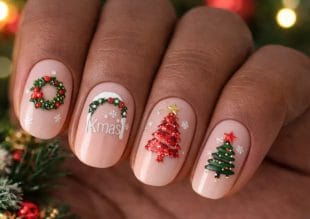 Juliga Nail Stickers med Julgran & Mistel